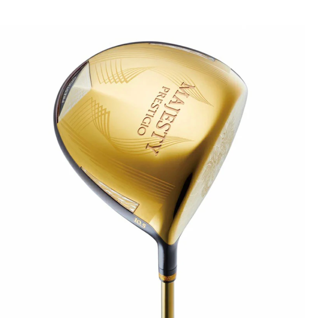 Majesty Prestigio premium gold driver golf club showing 10.5 loft specification