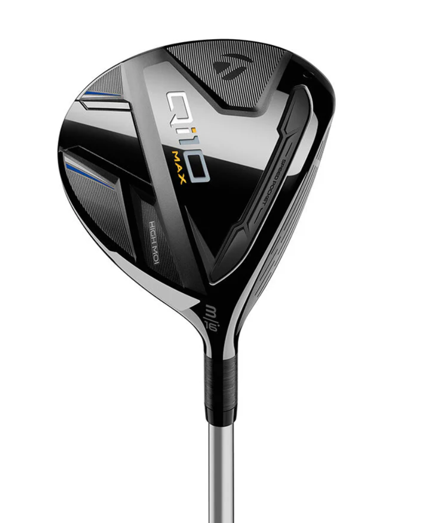 TaylorMade Qi10 Max high-MOI 3-wood golf club showing 16 degree loft