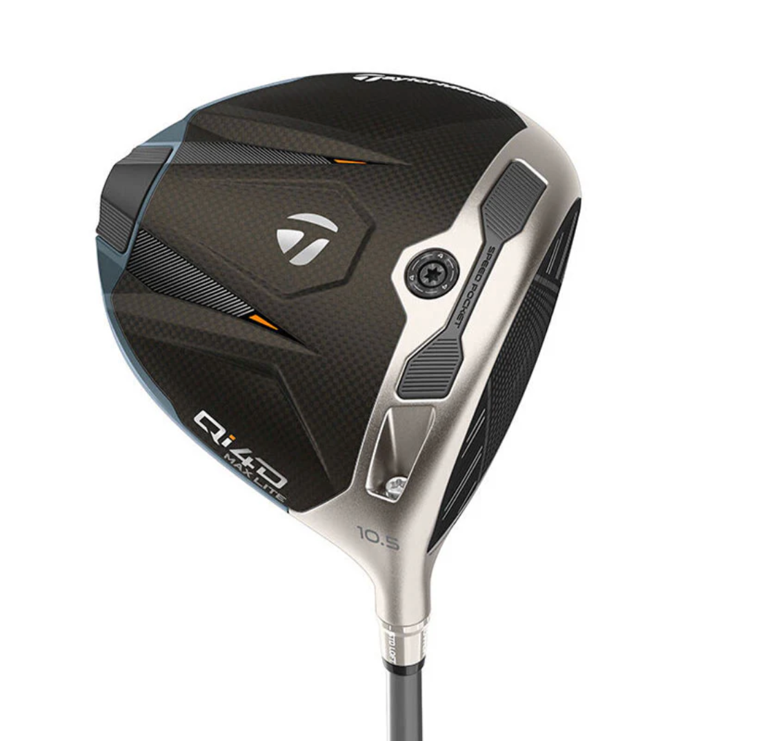 TaylorMade Qi4D Max Lite driver sole view showing 10.5 degree loft and carbon composite crown