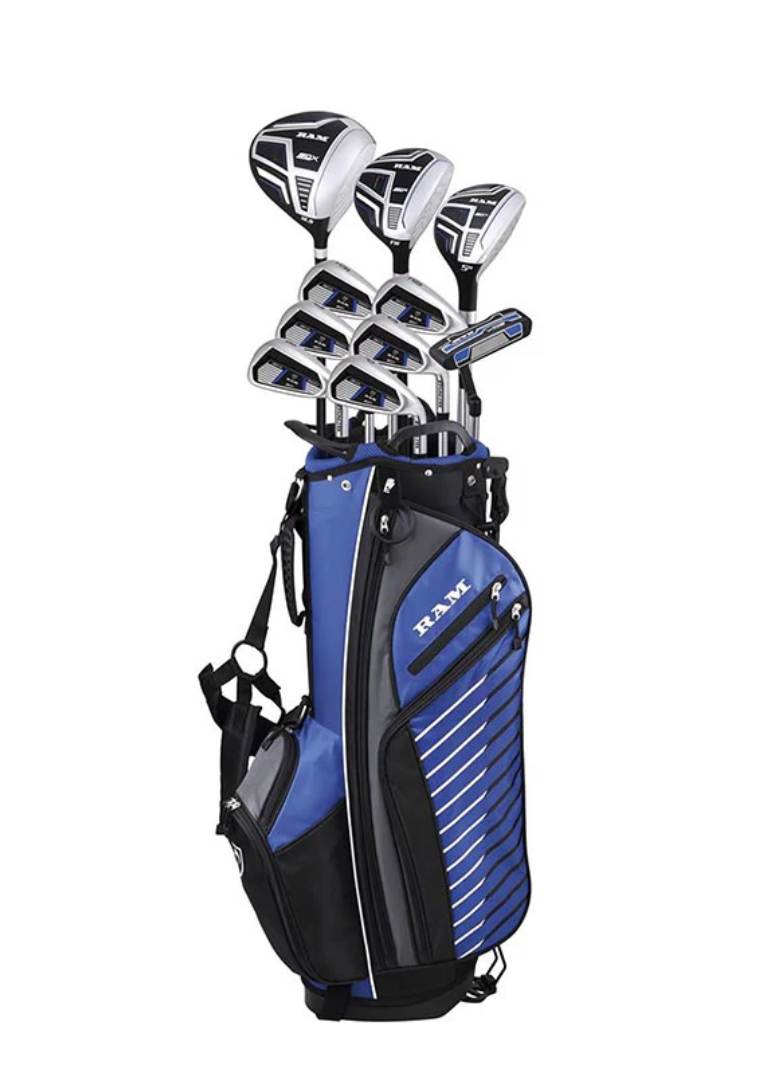RAM Golf SDX mens complete golf club package set with blue stand bag
