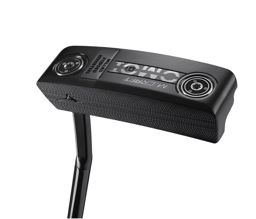 Mizuno M.CRAFT OMOI 01 blade putter in matte black finish featuring a deep precision milled face and adjustable sole weights.
