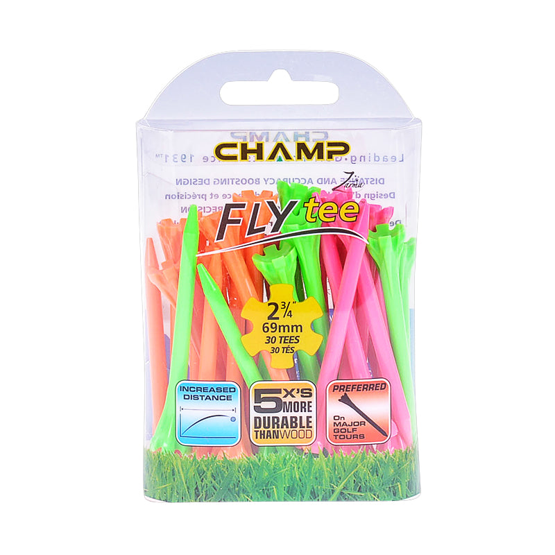 CHAMP 2 3/4 Inch Fly Tee Neon Mix - 30Pcs