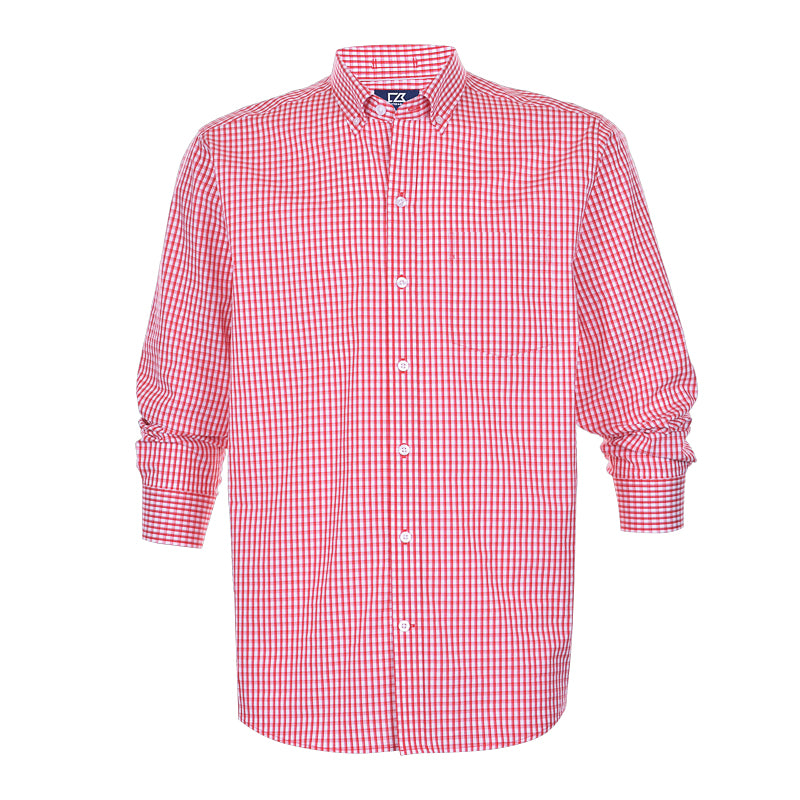 CUTTER & BUCK Stretch Gingham Men's Longlseeve Shirt (Cardinal Red)