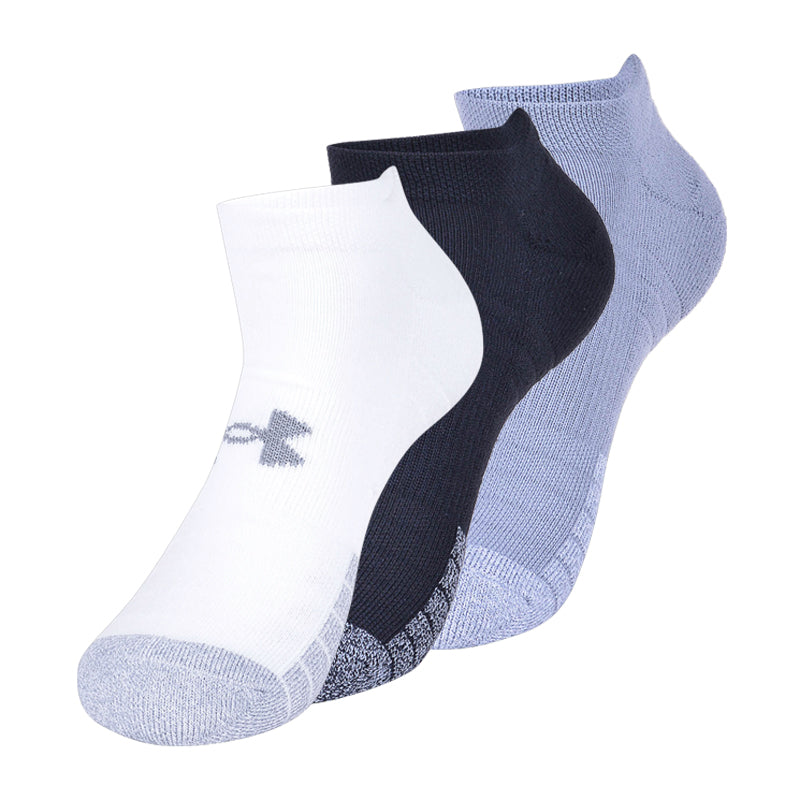 UNDER ARMOUR HeatGear 3-Pack Low Socks (Steel/White)