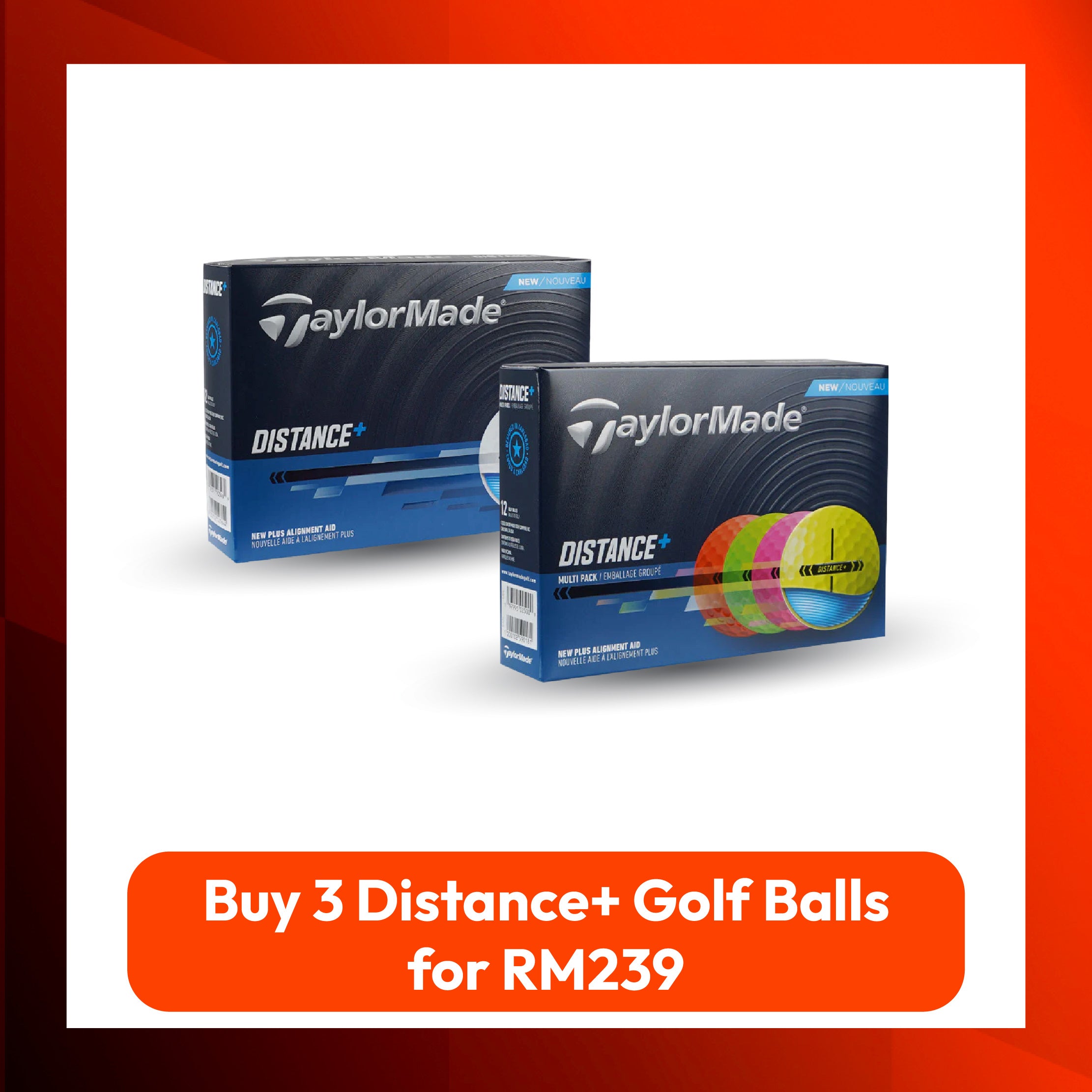 Buy 3 TaylorMade Distance+ (2025) golf balls for RM239.