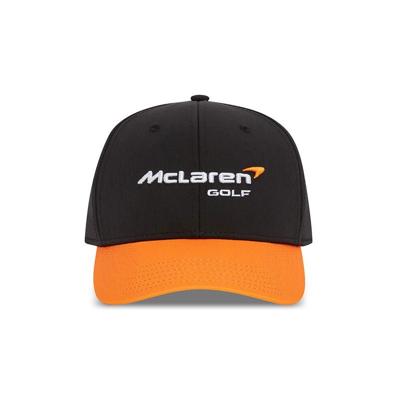 MCLAREN GOLF Apex Mid-Crown Unisex Performance Cap (Black/Orange)
