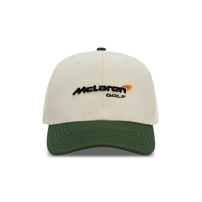 MCLAREN GOLF Apex Mid-Crown Unisex Performance Cap  (Cream/Forest)