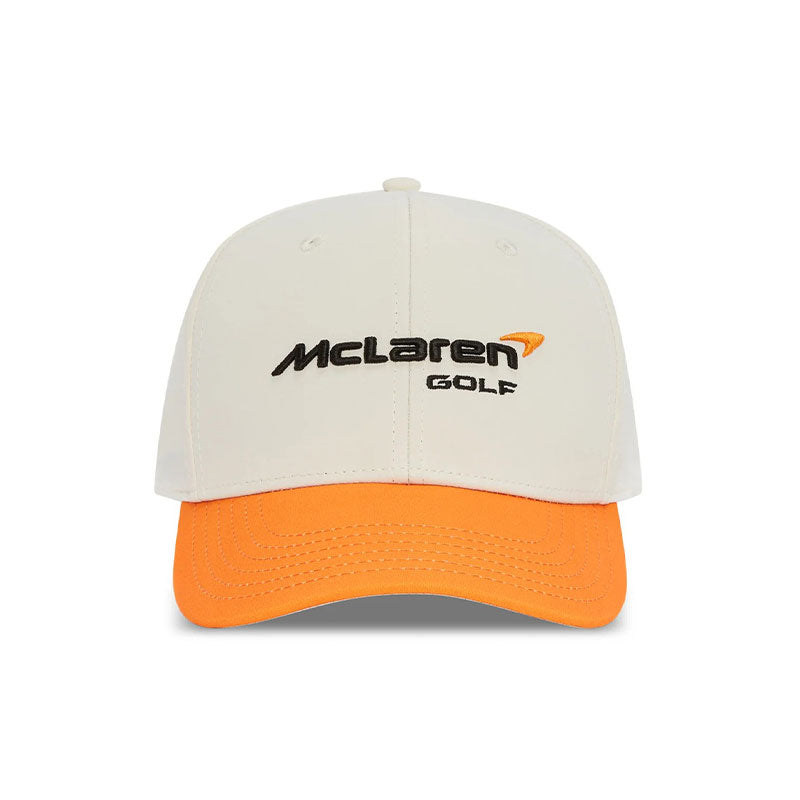 MCLAREN GOLF Apex Mid-Crown Unisex Performance Cap  (Cream/Orange)