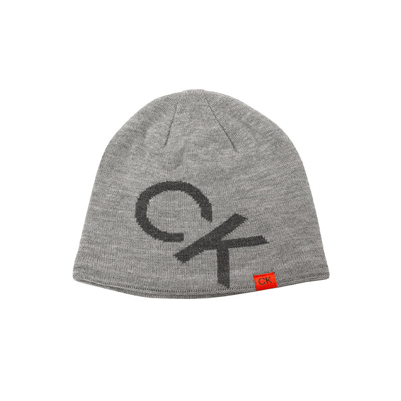 CALVIN KLEIN Large Monogram Men's Beanie (Silver)