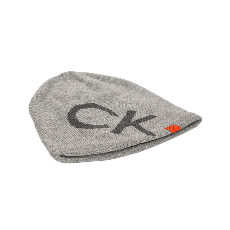CALVIN KLEIN Large Monogram Men's Beanie (Silver)