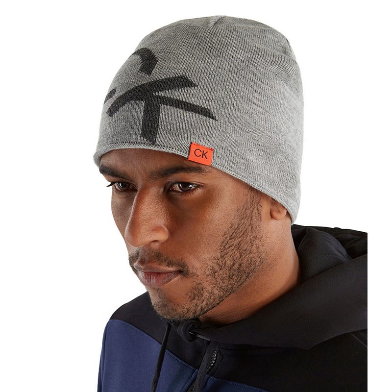 CALVIN KLEIN Large Monogram Men's Beanie (Silver)