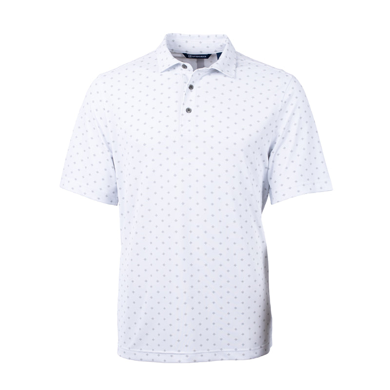 CUTTER & BUCK Virtue Eco Pique Tile Print Men's Polo (White)
