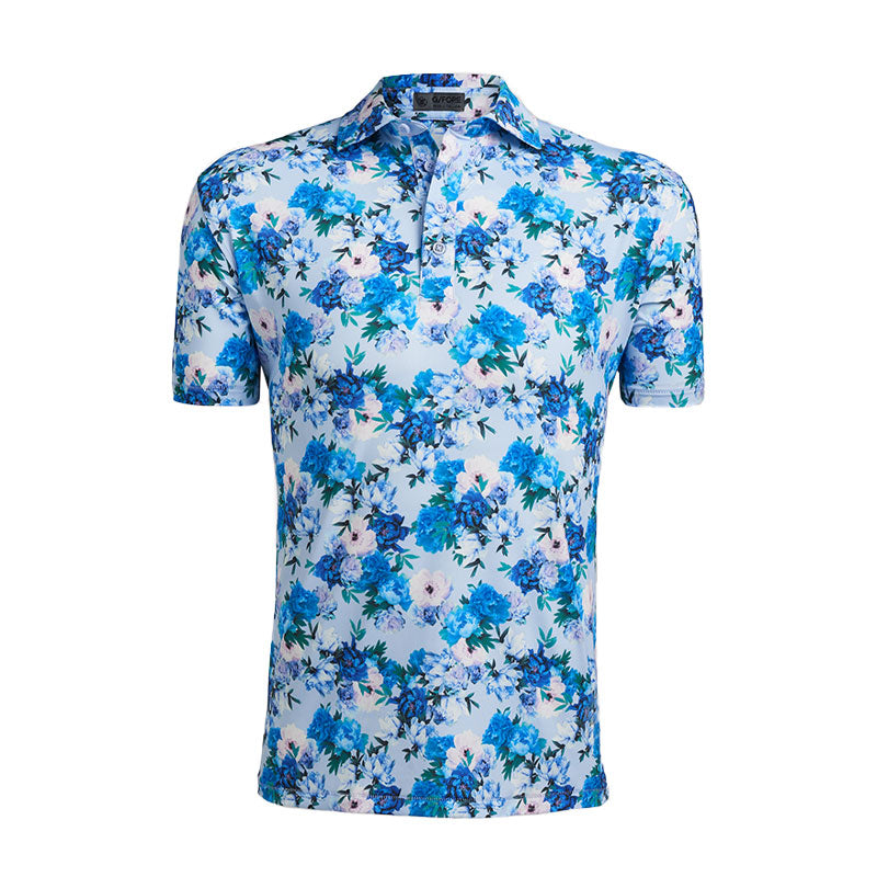 GFORE Photo Floral Men's Polo (Ice Blue)