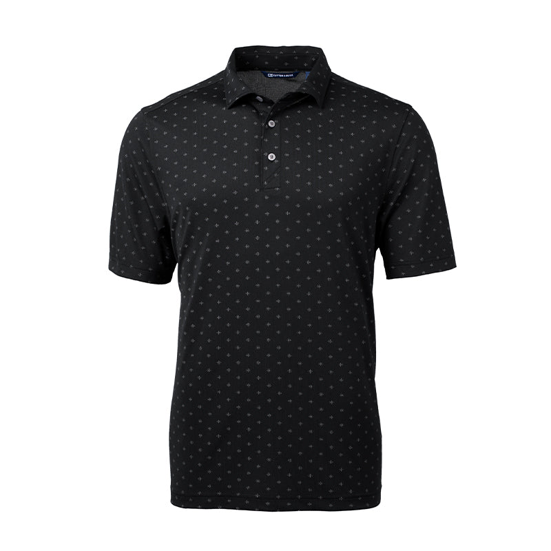 CUTTER & BUCK Virtue Eco Pique Tile Print Men's Polo (Black)