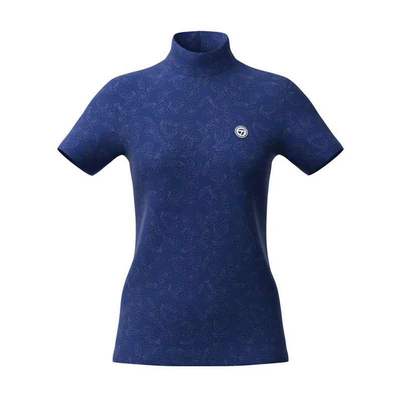 TAYLORMADE Flower Jacquard Women's Mock Shirt (Navy)