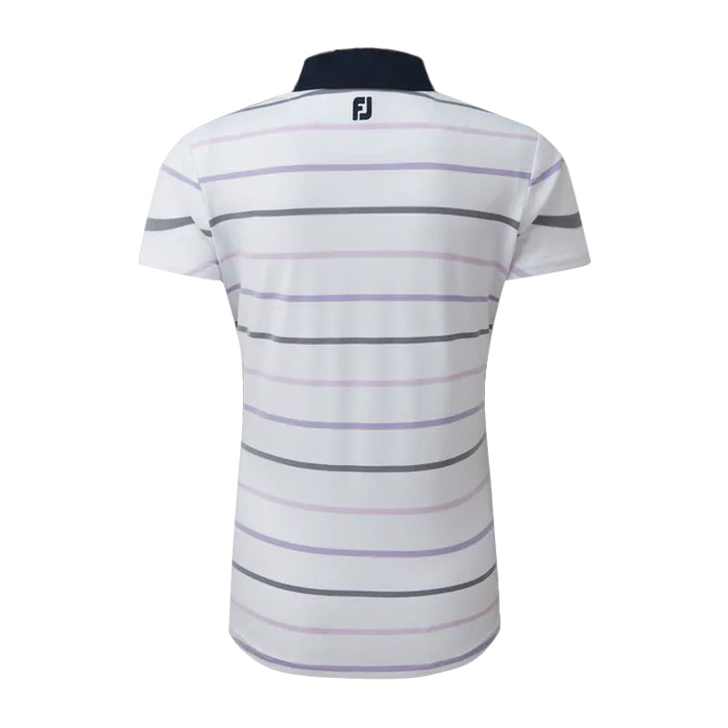 FOOTJOY Birdseye Stripe Women's Polo (White/Navy)