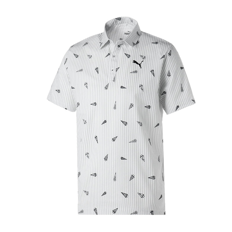 PUMA Flag Printed Seersucker Men's Polo (Bright White)