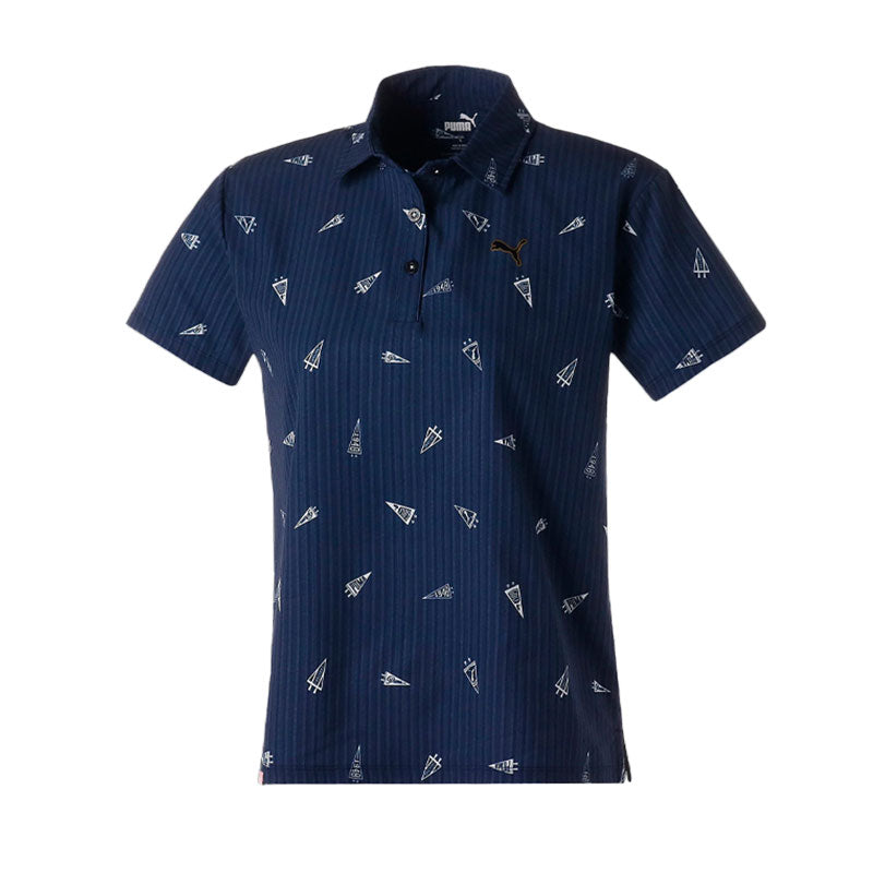 PUMA Flag Print Seersucker Women's Polo (Navy Blazer)