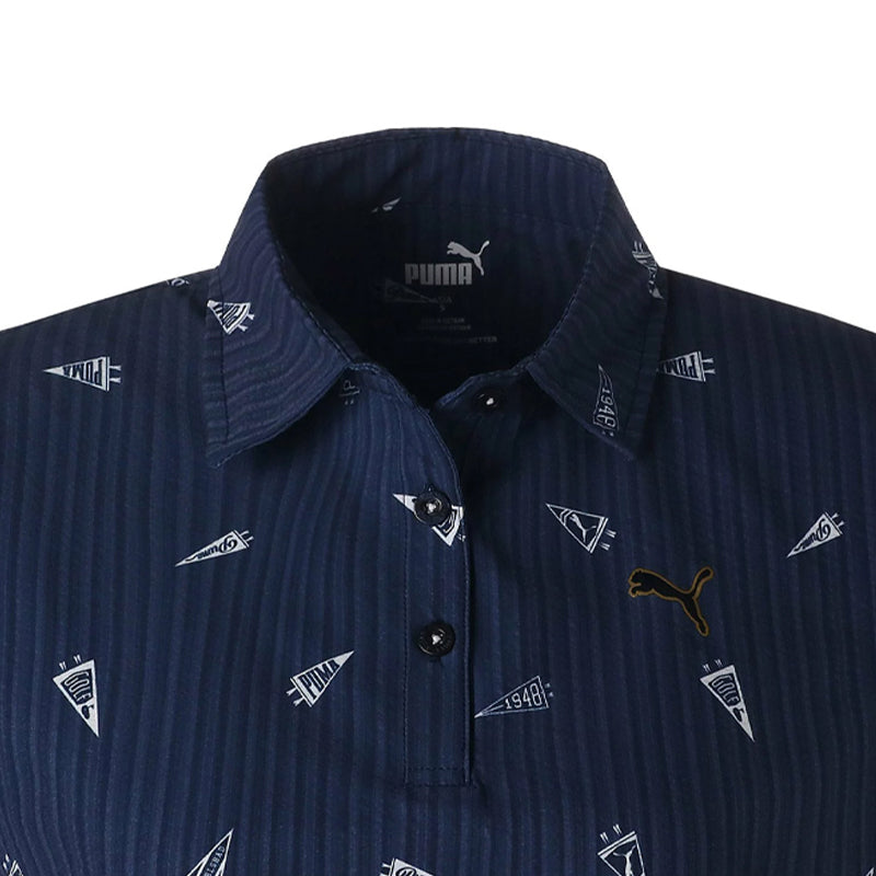 PUMA Flag Print Seersucker Women's Polo (Navy Blazer)