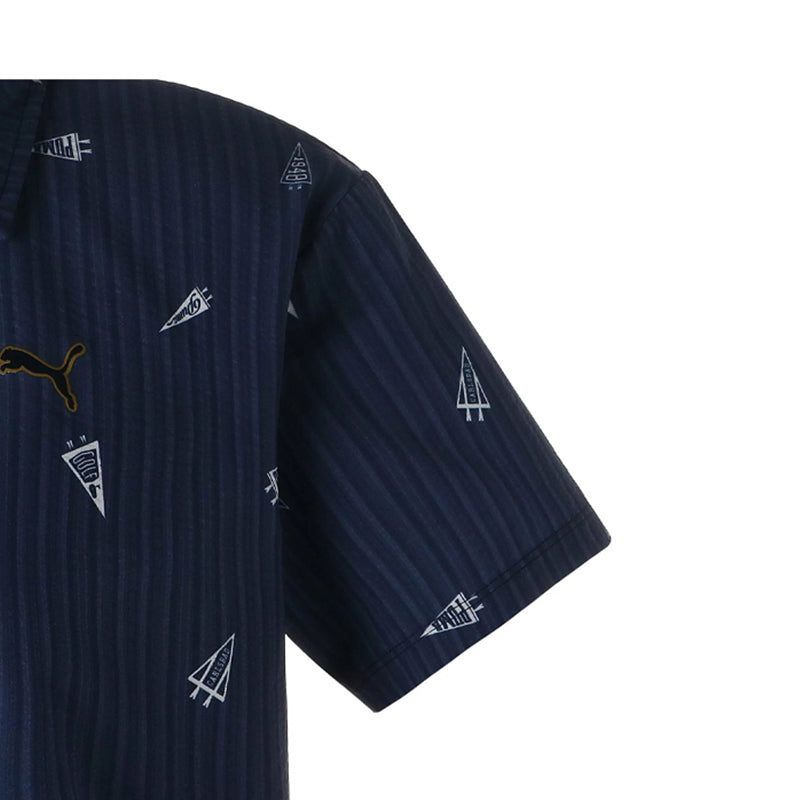 PUMA Flag Print Seersucker Women's Polo (Navy Blazer)