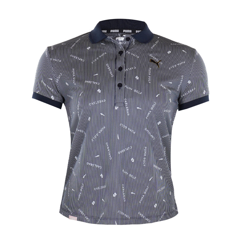PUMA Striped Women's Polo (Navy Blazer)