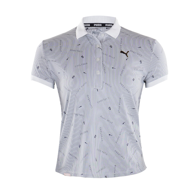 PUMA Women's Striped Polo (Bright White)