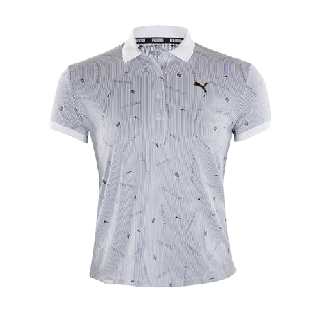 PUMA Women's Striped Polo (Bright White)