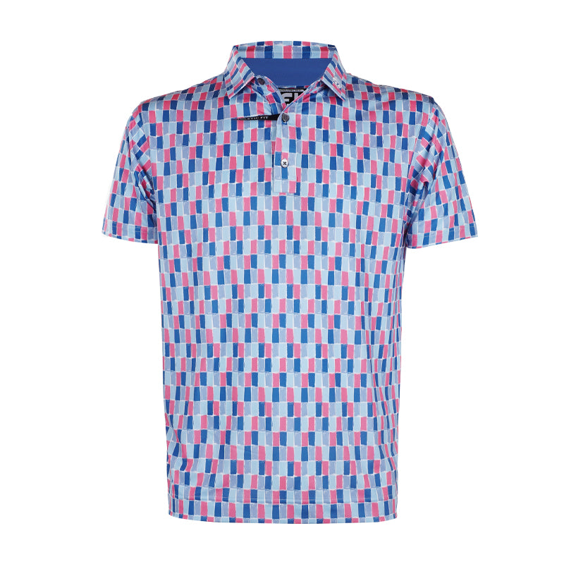 FOOTJOY FootJoy Painted Tile Lisle Men's Polo (Sapphire/Rose/Mist)