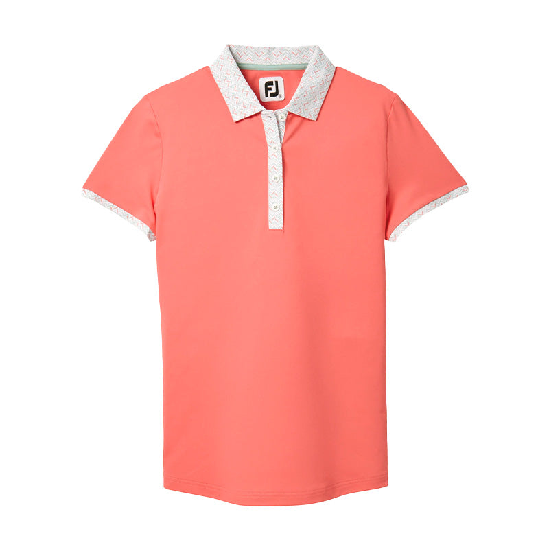 FOOTJOY Print Trim Women's Polo (Peach)