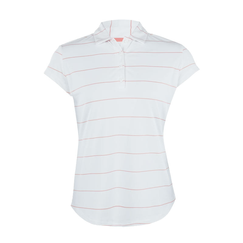 FOOTJOY Cap Sleeve Pinstripe Women's Polo (White/Peach)