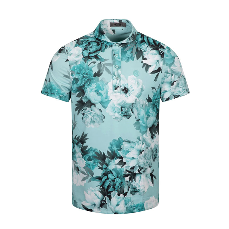 GFORE Photo Floral Jersey Men's Polo (Marine)