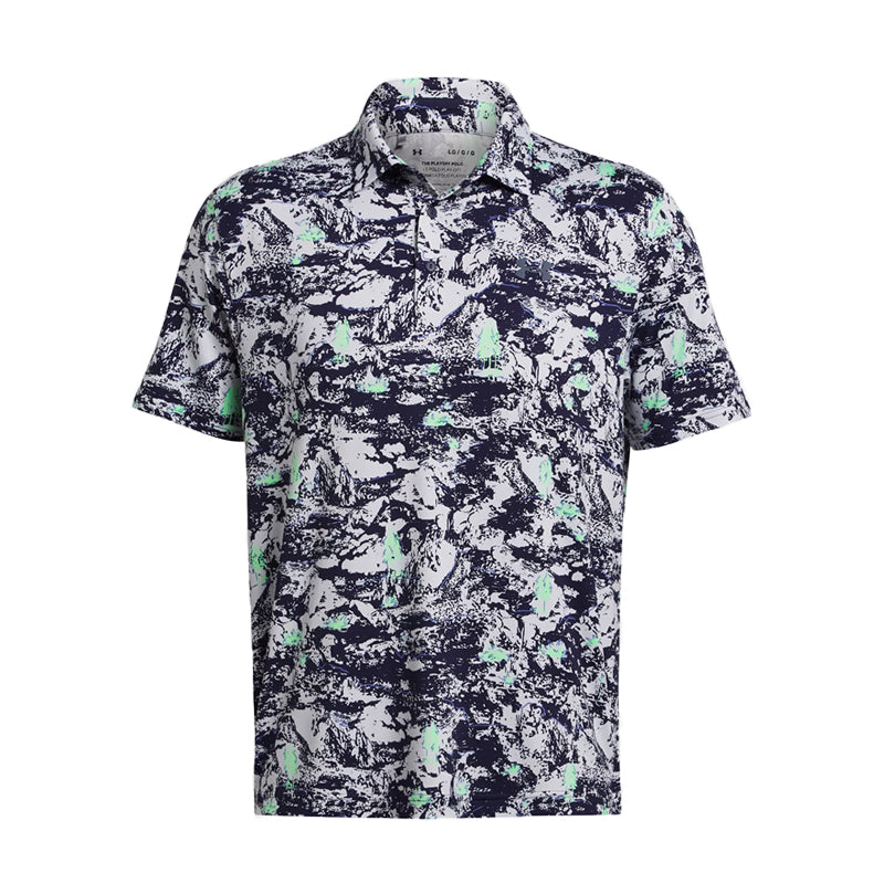 UNDER ARMOUR Playoff 3.0 Printed Men's Polo (Halo Grey/Green)