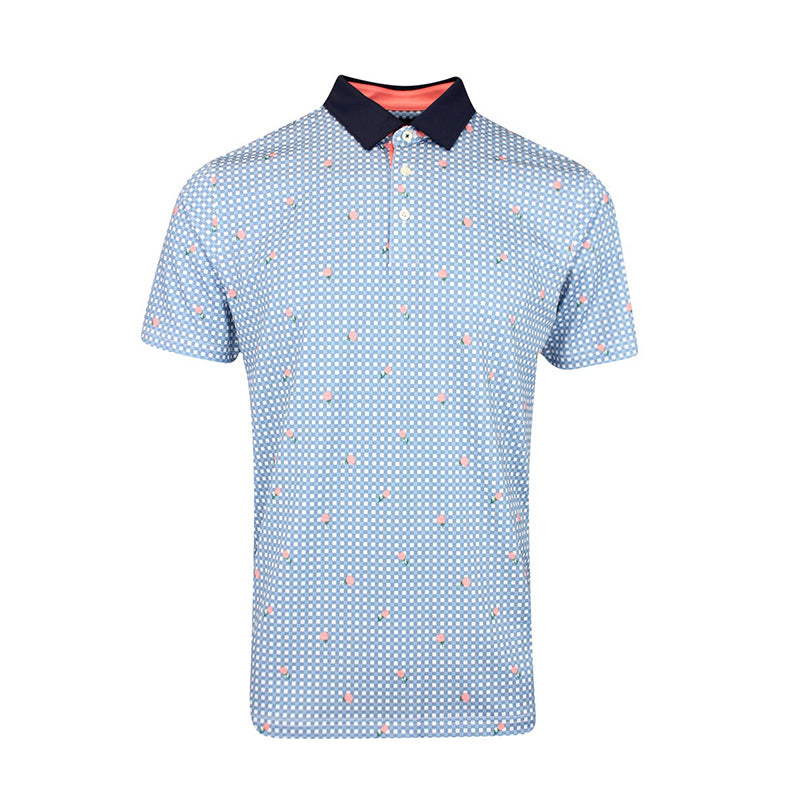 PUMA Pique Gingham Men's Polo (White/Zen Blue)