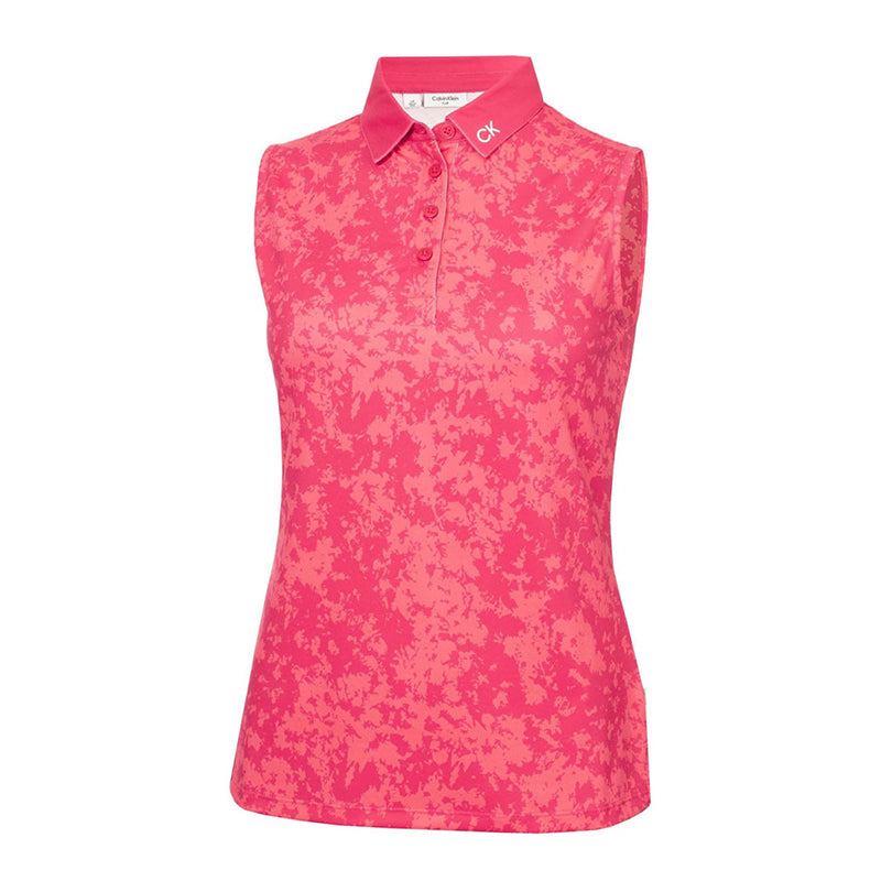 CALVIN KLEIN Canvas Print Women's Sleeveless Polo (Berry Pink)