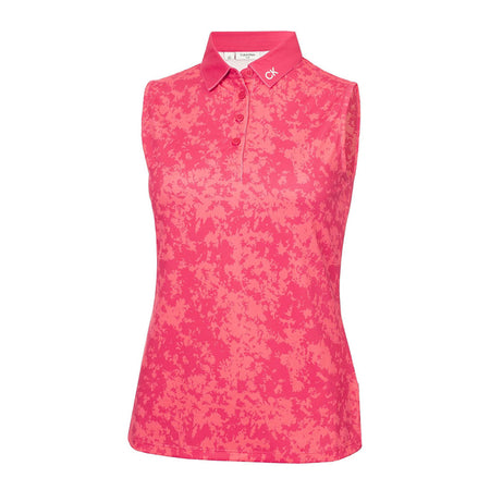 CALVIN KLEIN Canvas Print Women's Sleeveless Polo (Berry Pink)