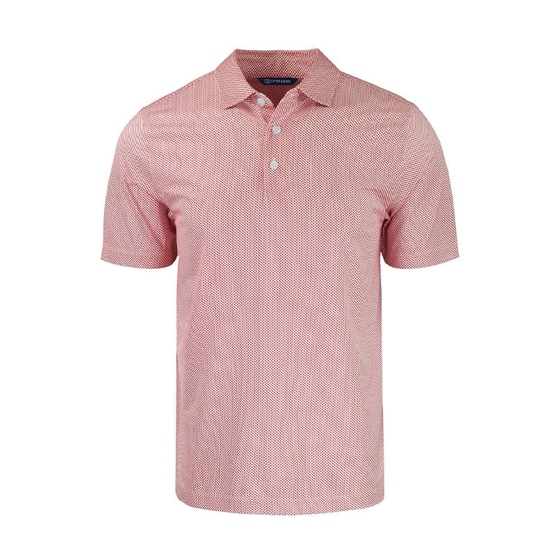 CUTTER & BUCK Pike Eco Symmetry Print Men's Polo (White/Red)