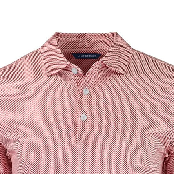 CUTTER & BUCK Pike Eco Symmetry Print Men's Polo (White/Red)