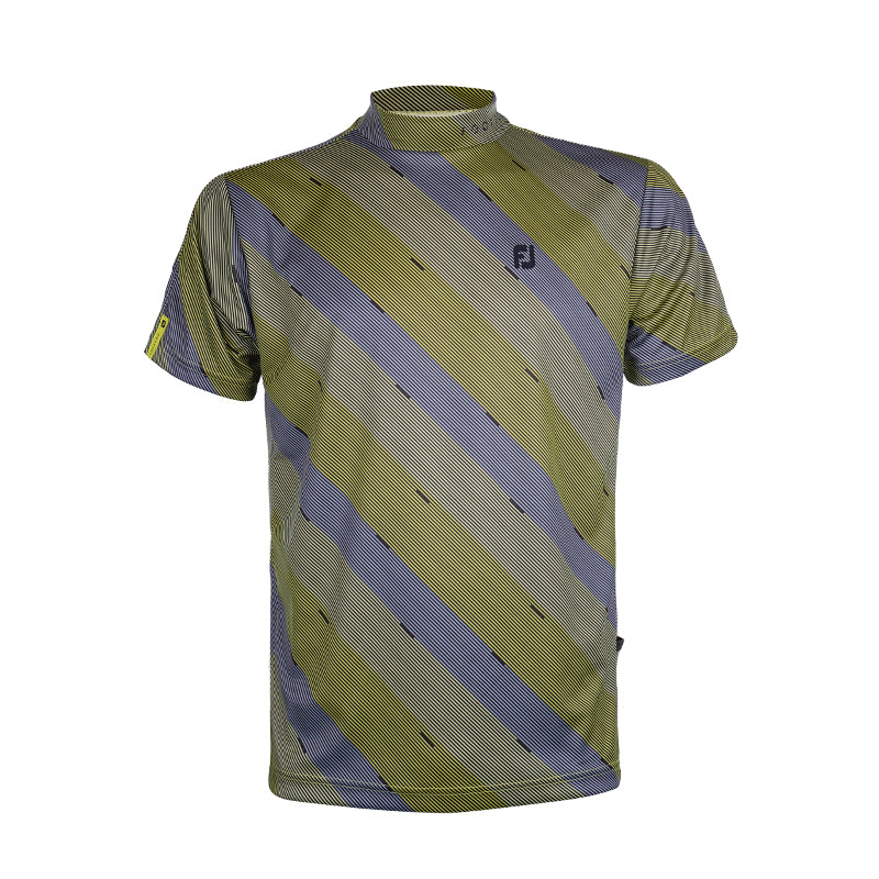 FOOTJOY Japan Print Mock Men's Short Sleeve Shirt (Grey/Yellow)