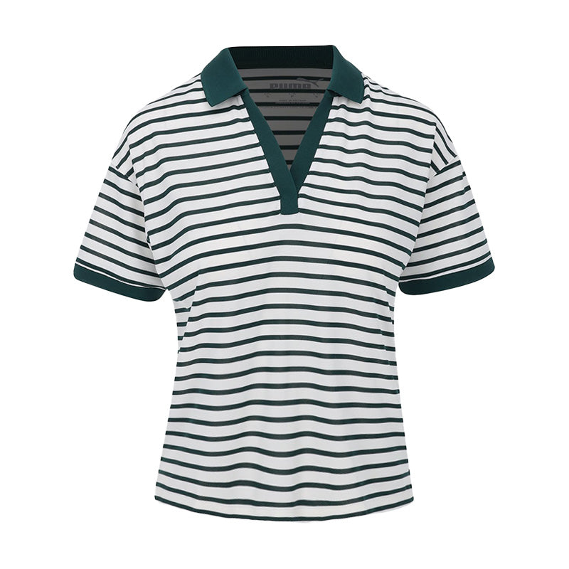 PUMA Everyday Stripe Pique Women?s Polo (White/Green)