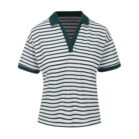PUMA Everyday Stripe Pique Women?s Polo (White/Green)