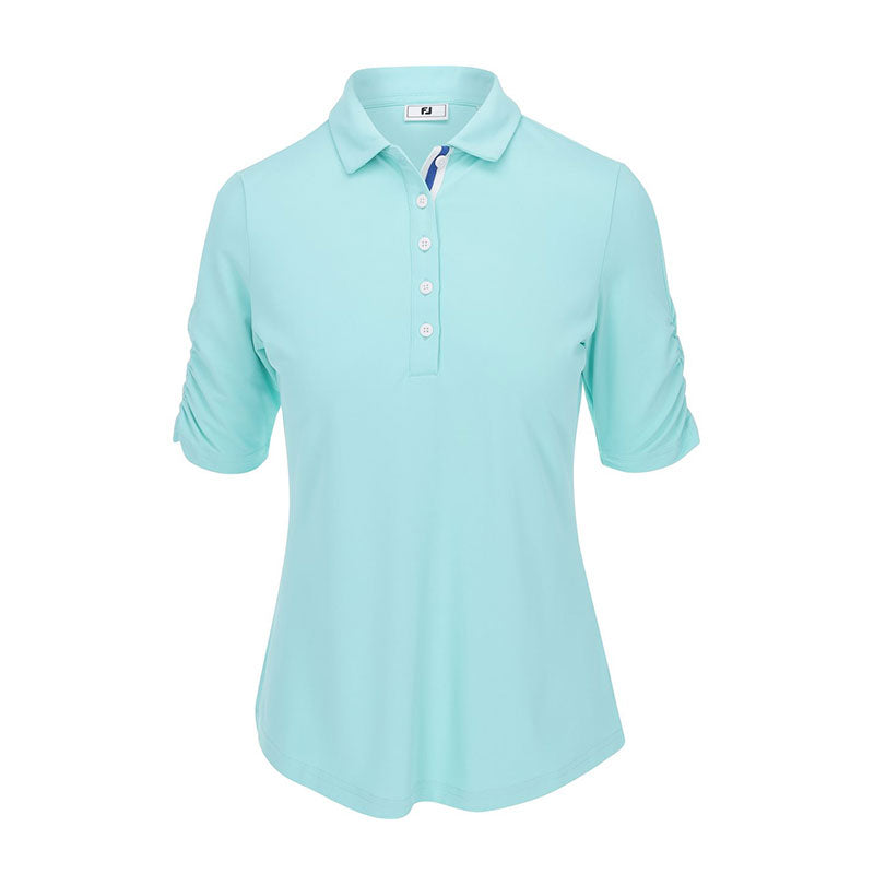 FOOTJOY Ruched Half Sleeve Women?s Shirt (Aqua)