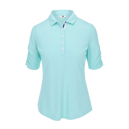 FOOTJOY Ruched Half Sleeve Women?s Shirt (Aqua)