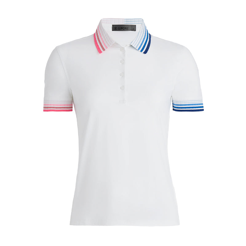 GFORE Pleated Contrast Collar Silky Tech Nylon Women's Polo (Snow)