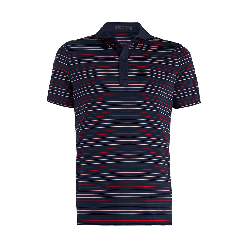 GFORE Multi Stripe Tech Jersey Modern Spread Collar Men's Polo (Twilight)