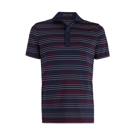 GFORE Multi Stripe Tech Jersey Modern Spread Collar Men's Polo (Twilight)