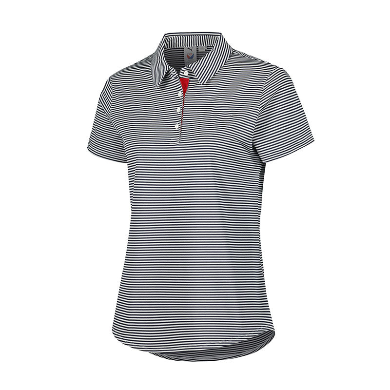 PUMA Volition Pique Stripe Women's Polo (Navy/White)