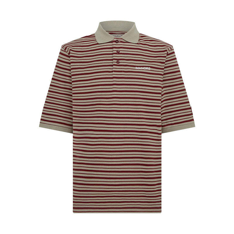 MANORS G.O.A.T Pique Men's Polo (Greige/Burgundy)
