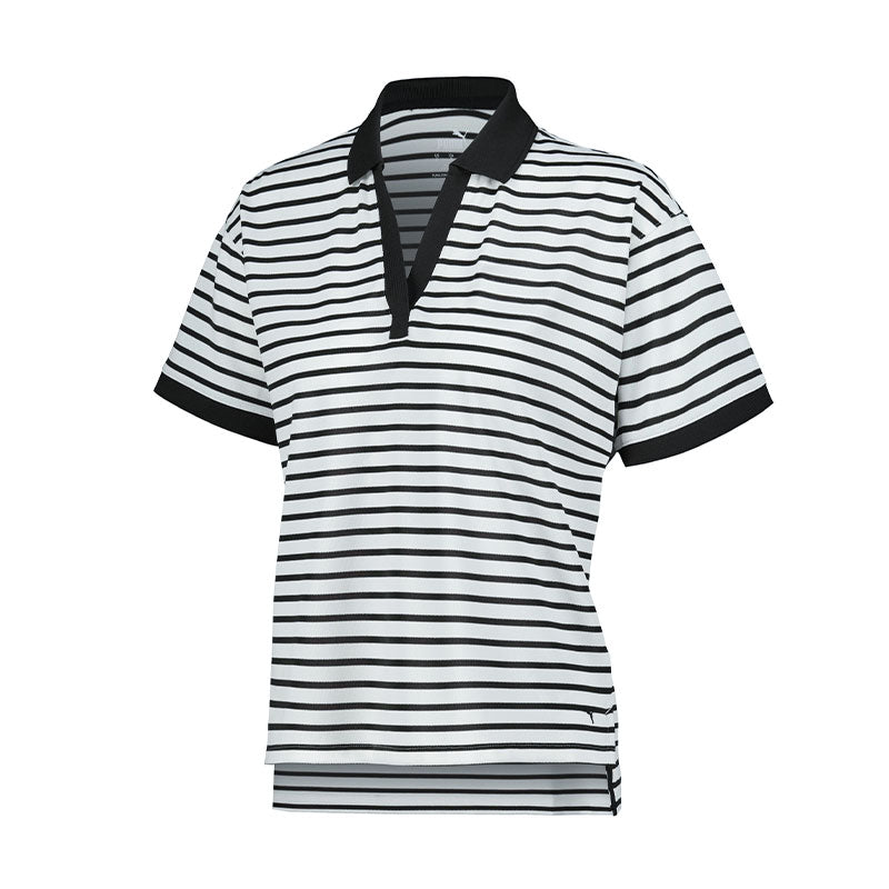 PUMA Everyday Stripe Pique Women?s Polo (White/Black)