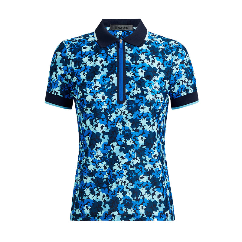 GFORE Camo Floral Tech Pique Quarter Zip Women's Polo (Twilight)