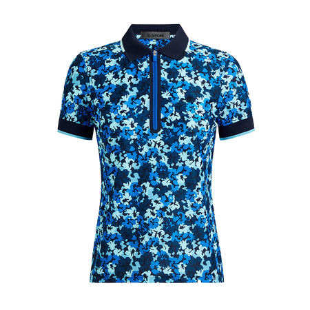 GFORE Camo Floral Tech Pique Quarter Zip Women's Polo (Twilight)